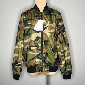 Spire by Galaxy Bomber Jacket Small Mens Camo Full Zip Green Waterproof Outdoor